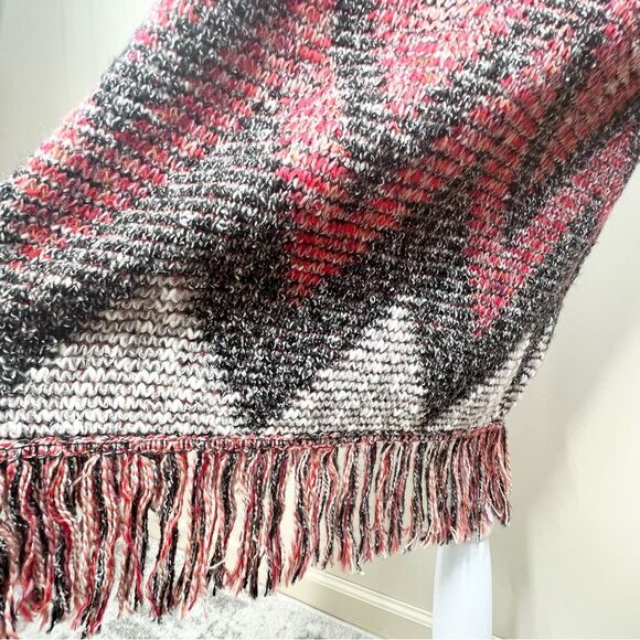 Lucky Brand Chevron Knit Southwestern Knit Fringe Duster Open Front Sweater L - Picture 5 of 13